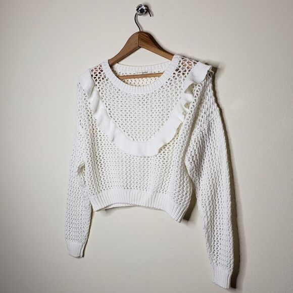 Live To Be Spoiled White Ruffle Knit Sweater - Picture 4 of 8